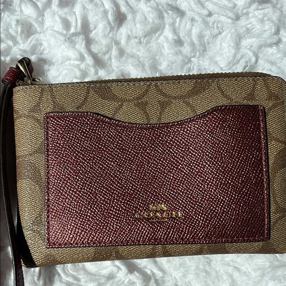 Coach Brown and Burgundy Wristlet